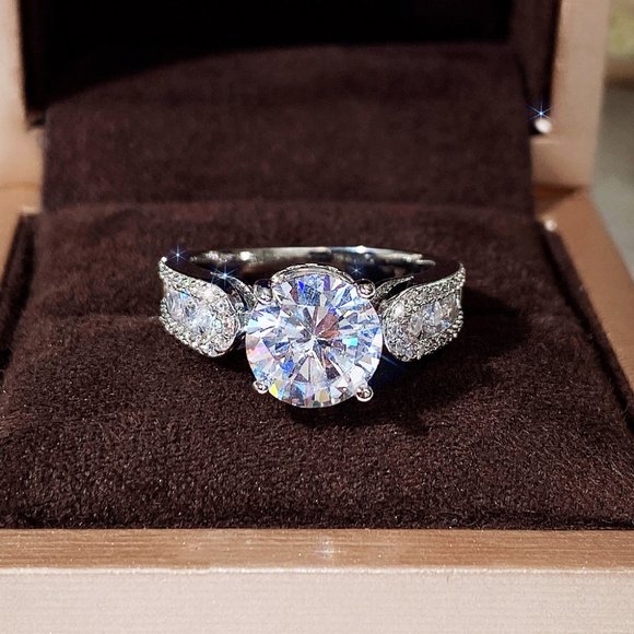 Round Solitaire Pave Engagement Ring - Picture 9 of 16